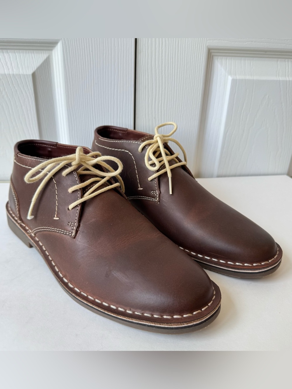 Reaction Kenneth Cole Brown Leather Chukka Boot Mens Size 9 Desert Wind Classic